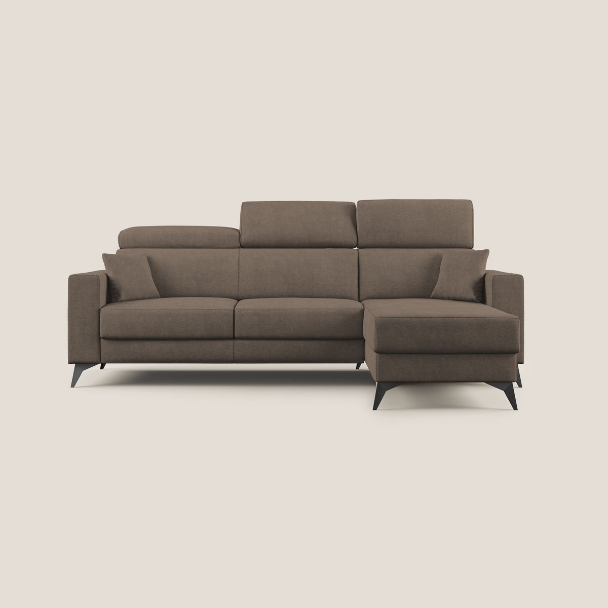 Pegaso divano letto angolare con poggiatesta reclinabili e rivestimento impermeabile T02 marrone - divitt.sbs