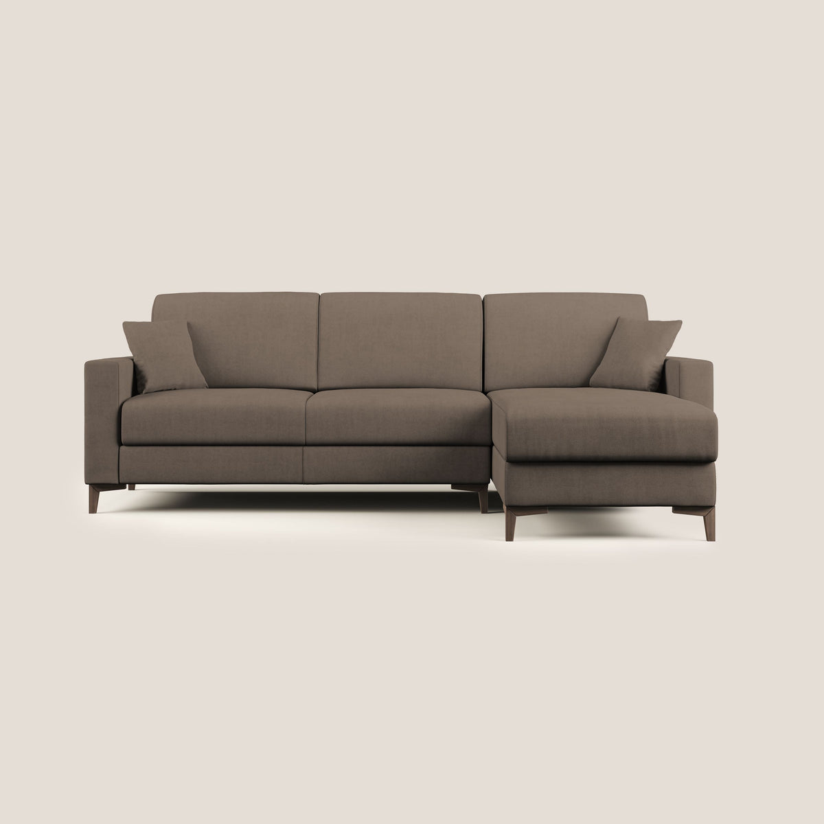 Kafka divano letto angolare in morbido tessuto impermeabile T02 marrone - divitt.sbs
