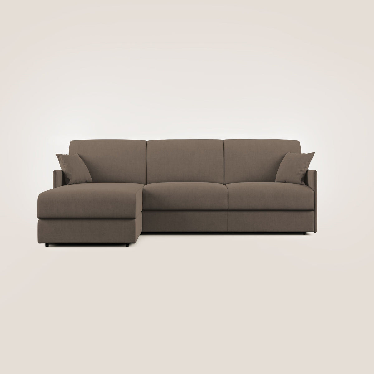 Evans Divano letto angolare con penisola in morbido tessuto impermeabile T02 marrone - divitt.sbs