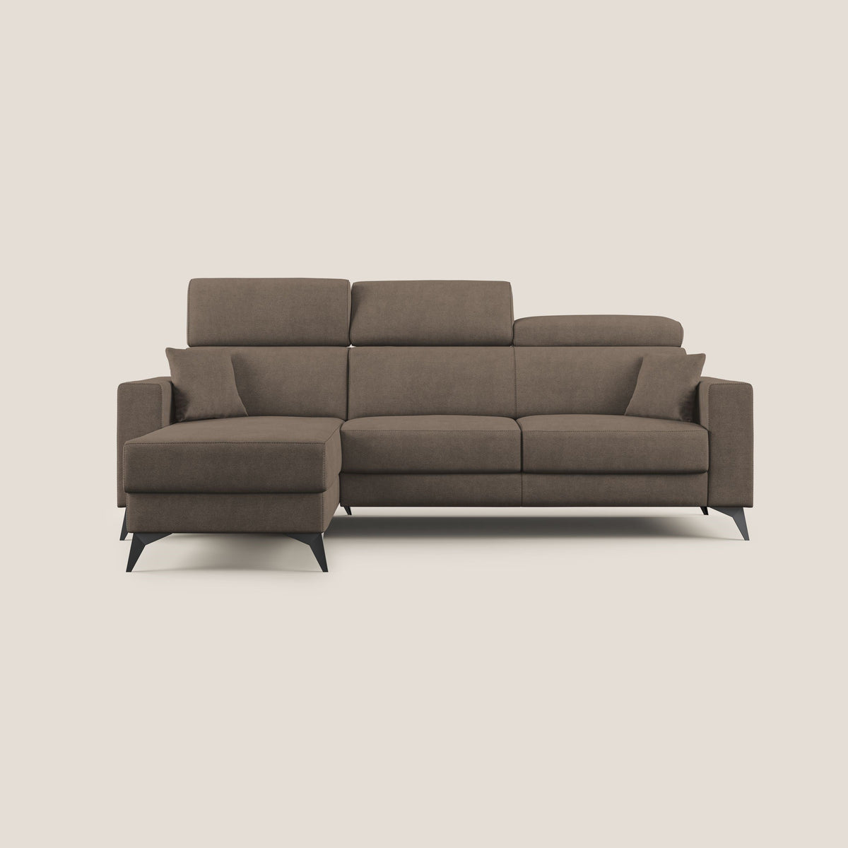 Pegaso divano letto angolare con poggiatesta reclinabili e rivestimento impermeabile T02 marrone - divitt.sbs