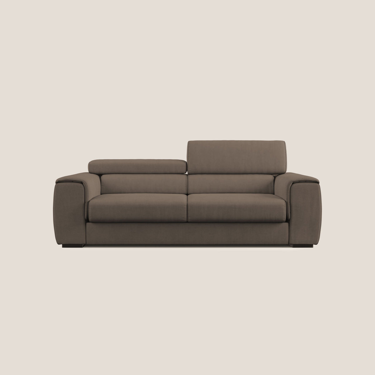 Zeno Divano con pouf estraibile poggiapiedi in tessuto morbido impermeabile T02 marrone - divitt.sbs