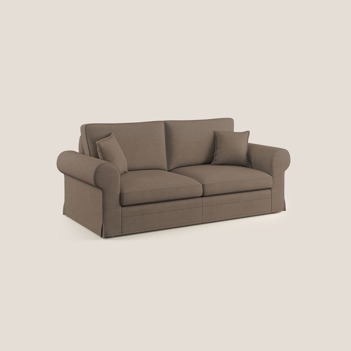 Lady divano classico in piuma d'oca realizzato con tessuto impermeabile T02 marrone - divitt.sbs