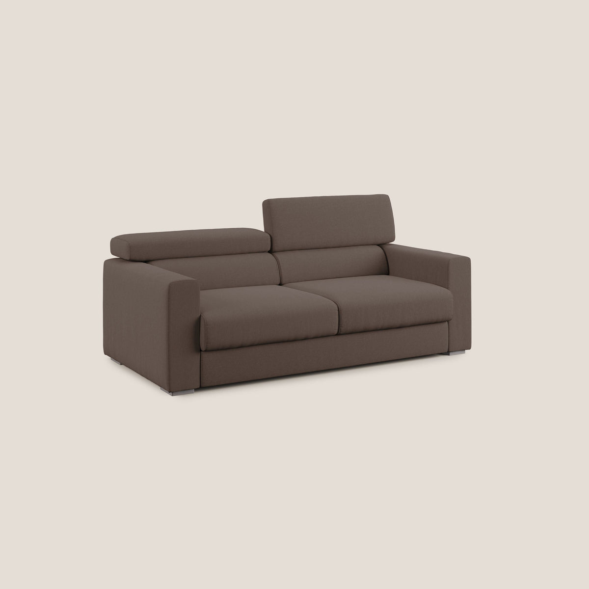Dylan divano allungabile con pouf estraibile poggiapiedi in tessuto simil cotone impermeabile T13 marrone - divitt.sbs