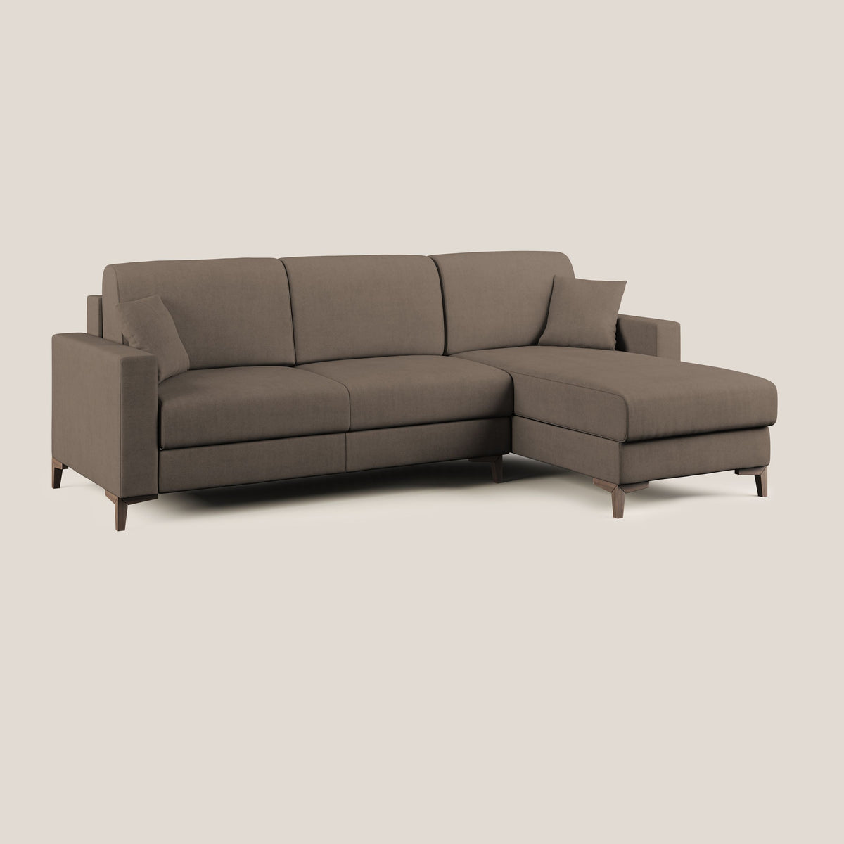 Kafka divano letto angolare in morbido tessuto impermeabile T02 marrone - divitt.sbs
