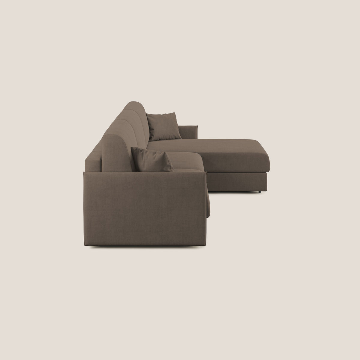 Evans Divano letto angolare con penisola in morbido tessuto impermeabile T02 marrone - divitt.sbs