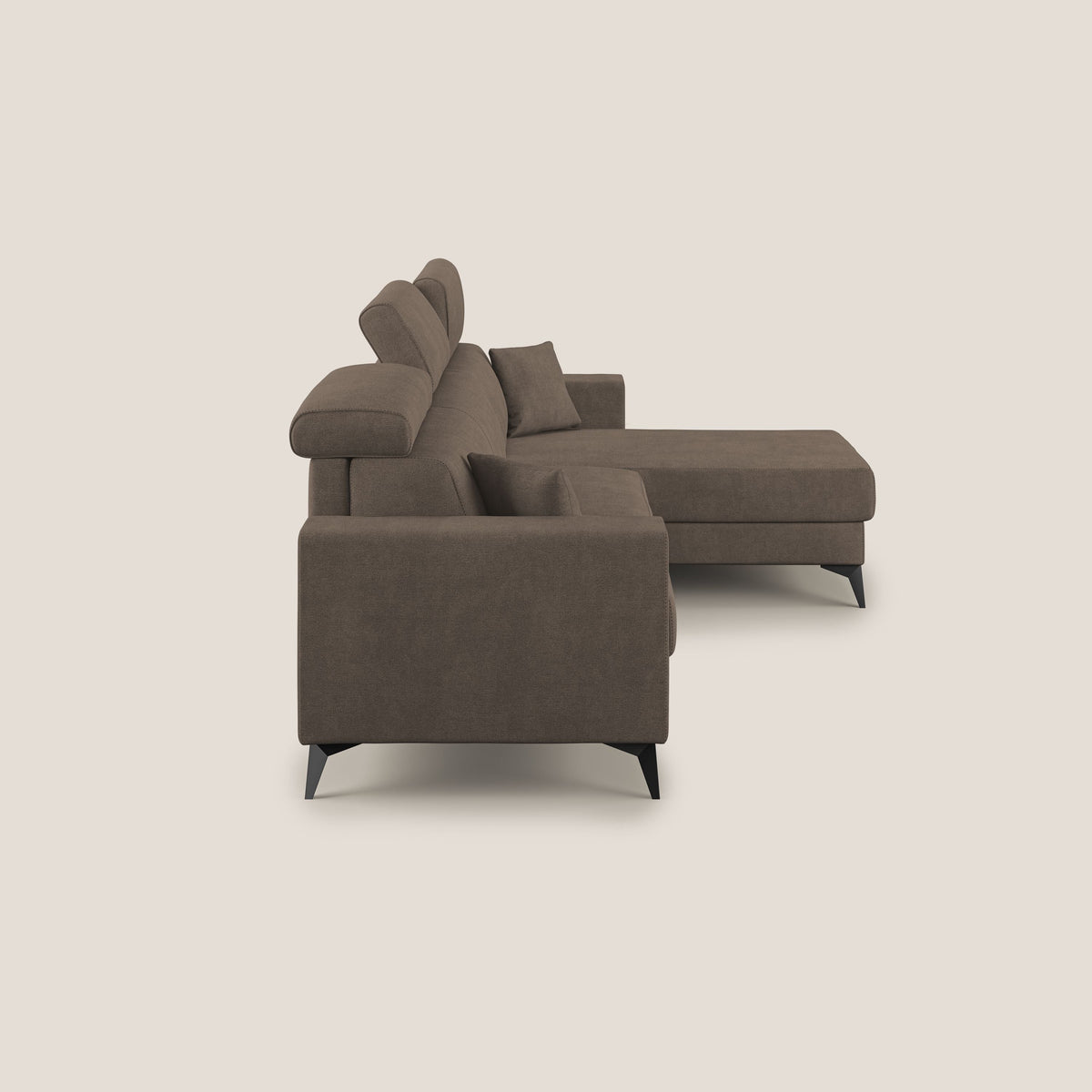 Pegaso divano letto angolare con poggiatesta reclinabili e rivestimento impermeabile T02 marrone - divitt.sbs