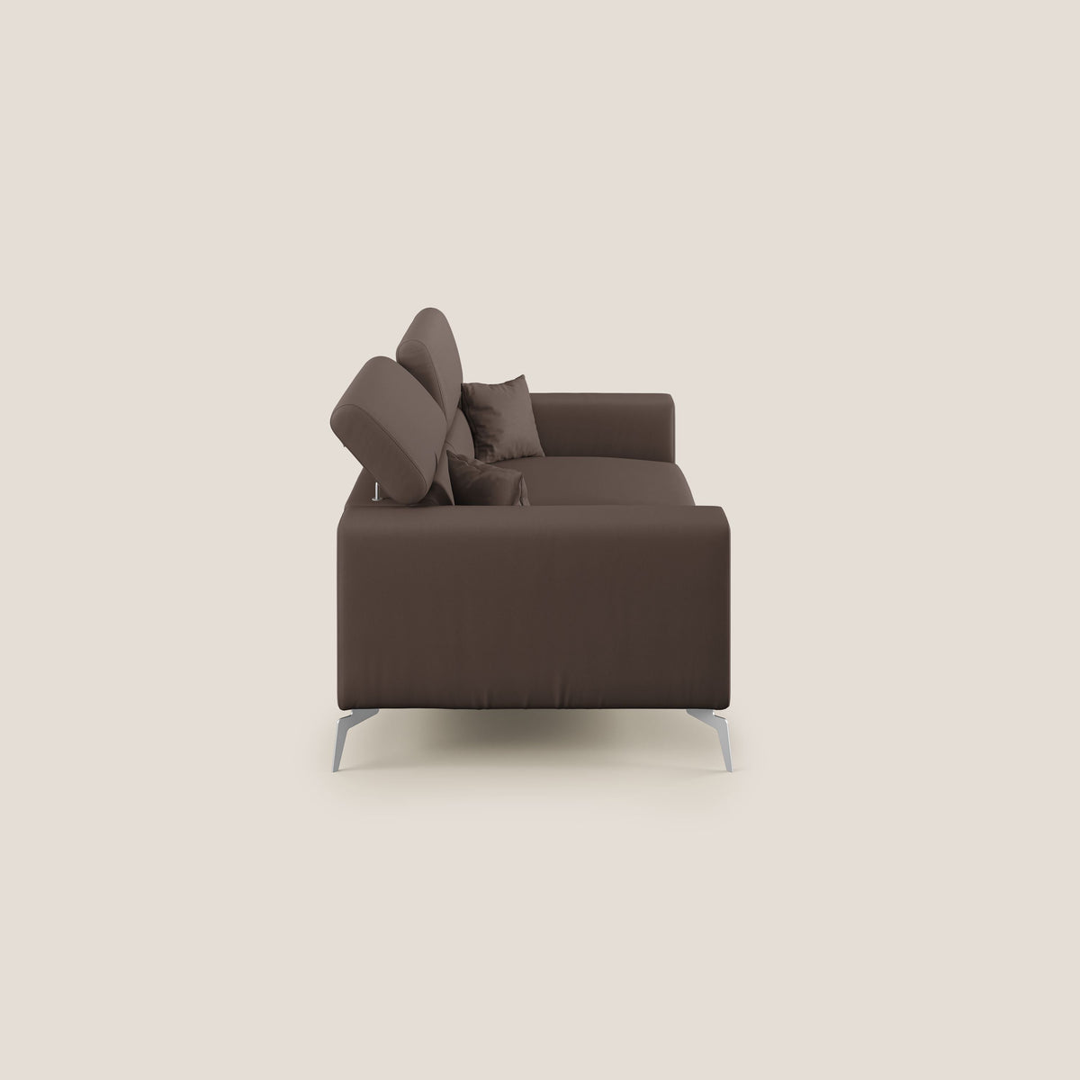 Blade Divano moderno con poggiatesta reclinabili in Ecopelle T04 marrone - divitt.sbs