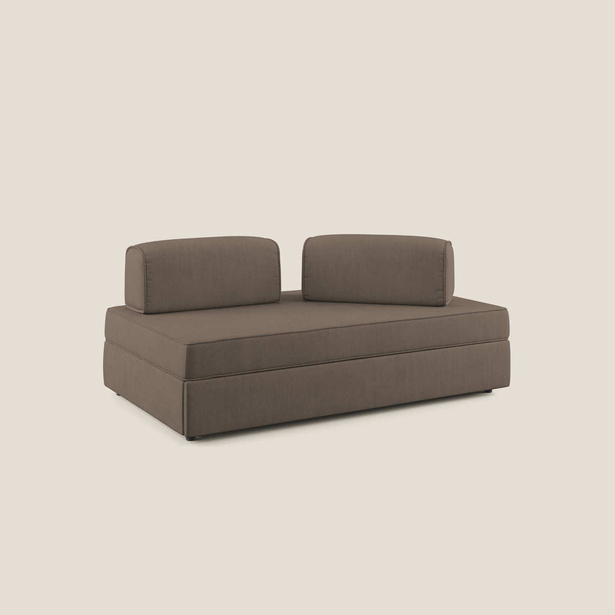 Liberty divano con pouf estraibile e schienali movibili in tessuto morbido impermeabile T02 marrone - divitt.sbs