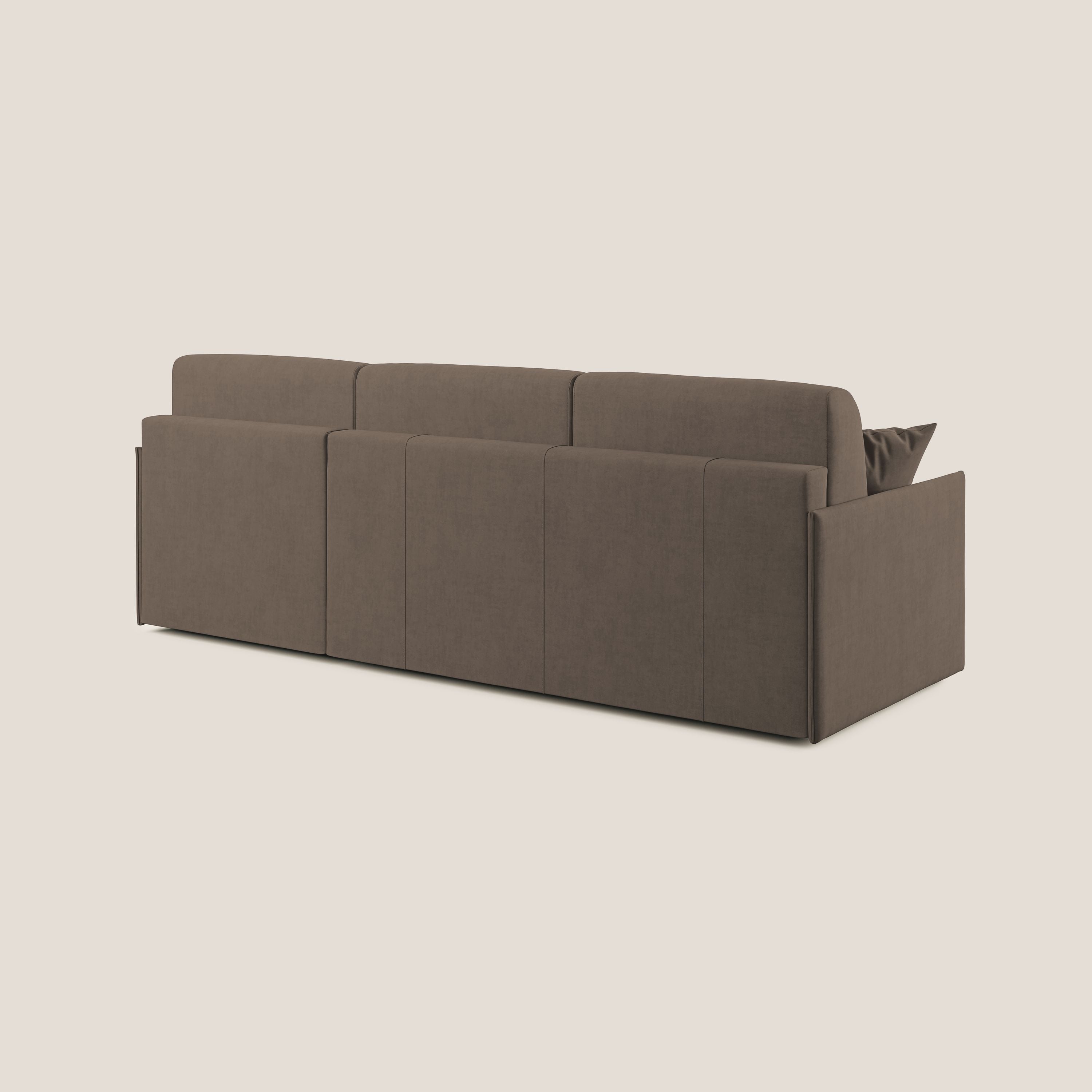 Evans Divano letto angolare con penisola in morbido tessuto impermeabile T02 marrone - divitt.sbs