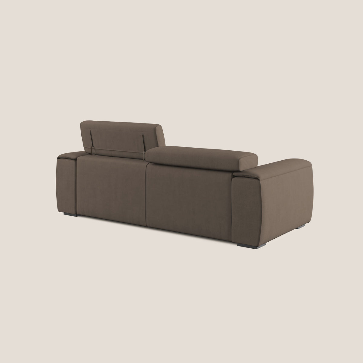 Zeno Divano con pouf estraibile poggiapiedi in tessuto morbido impermeabile T02 marrone - divitt.sbs