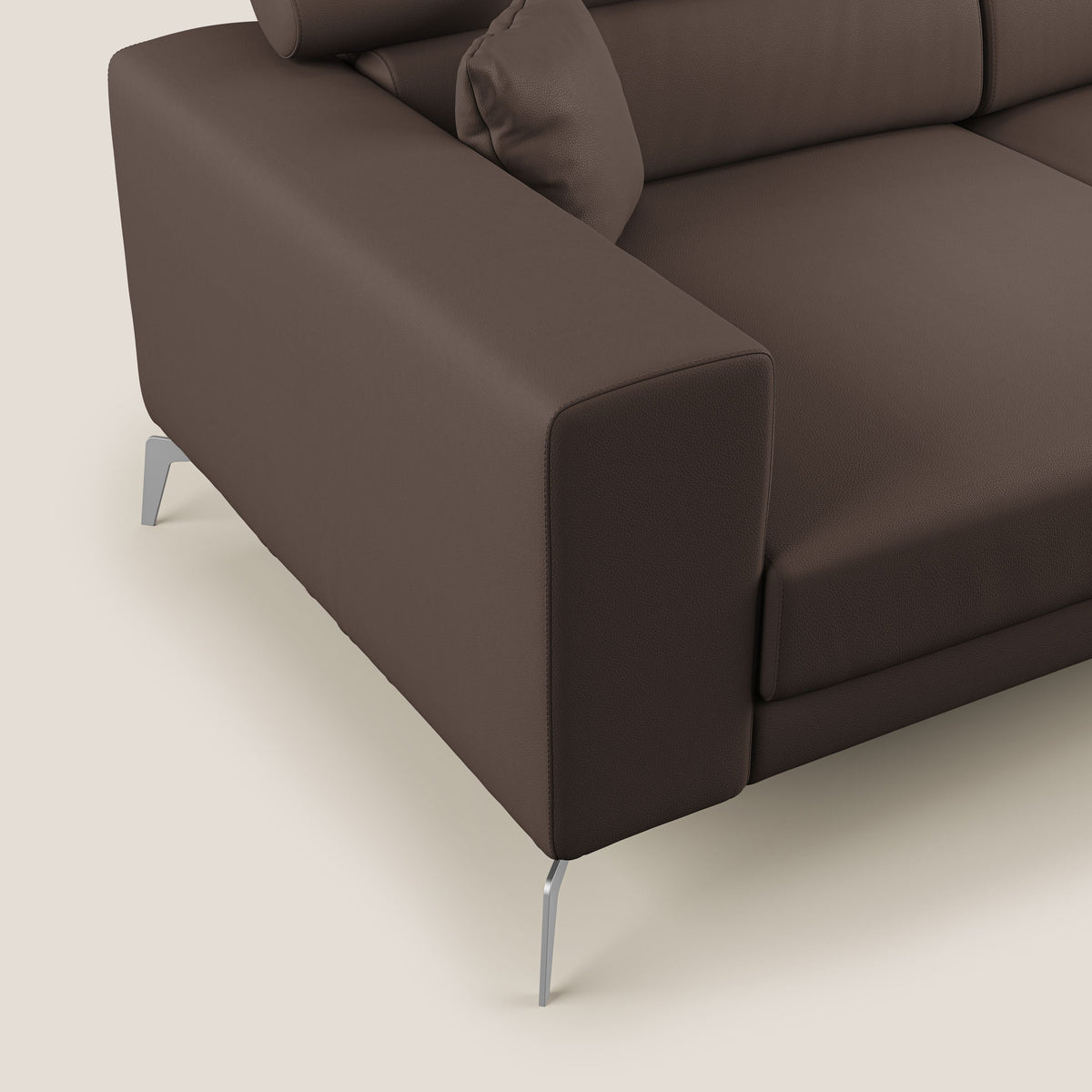 Blade Divano moderno con poggiatesta reclinabili in Ecopelle T04 marrone - divitt.sbs