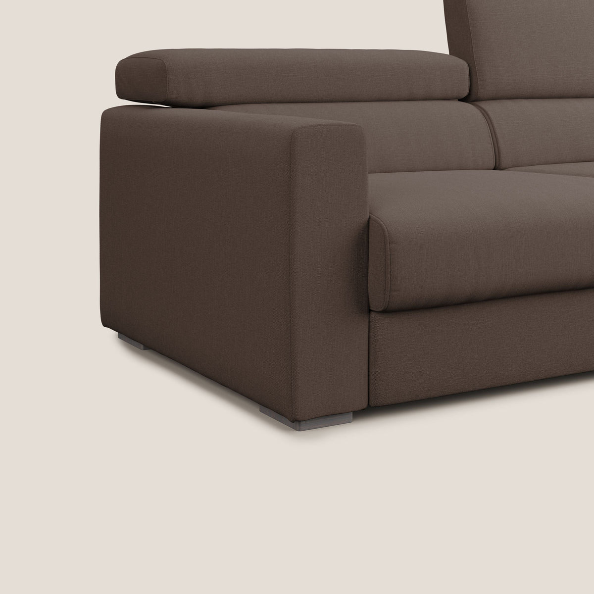Dylan divano allungabile con pouf estraibile poggiapiedi in tessuto simil cotone impermeabile T13 marrone - divitt.sbs