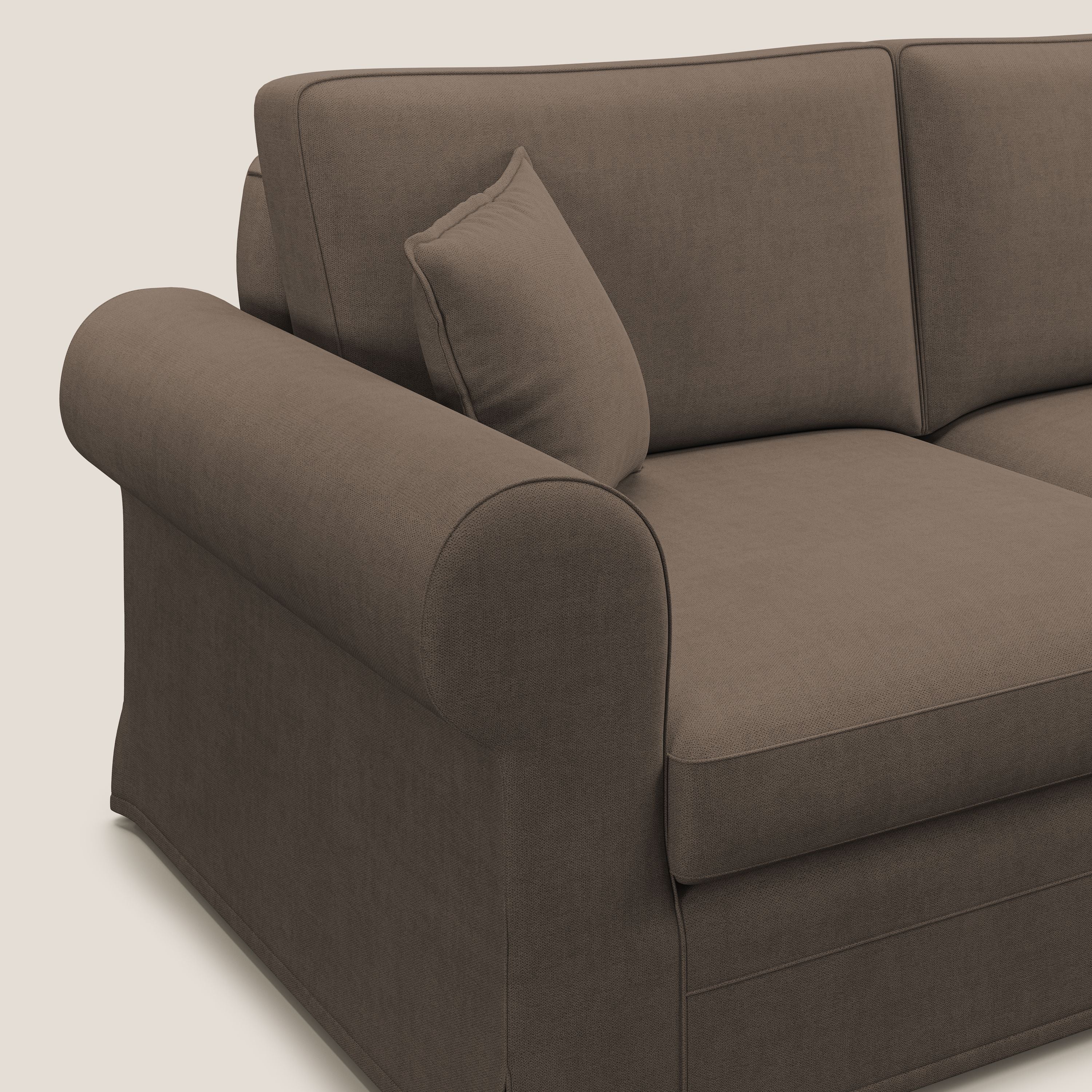 Lady divano classico in piuma d'oca realizzato con tessuto impermeabile T02 marrone - divitt.sbs