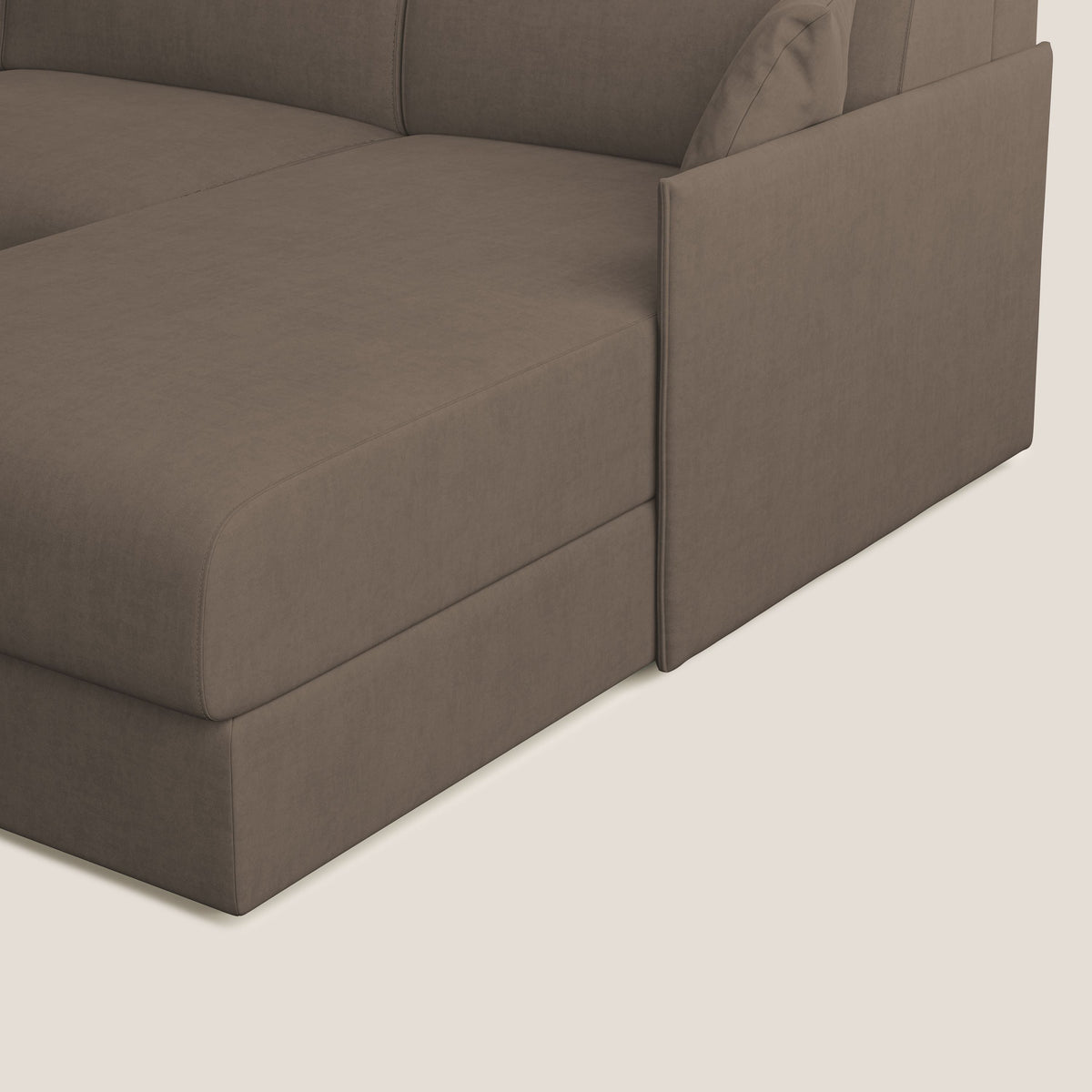 Evans Divano letto angolare con penisola in morbido tessuto impermeabile T02 marrone - divitt.sbs