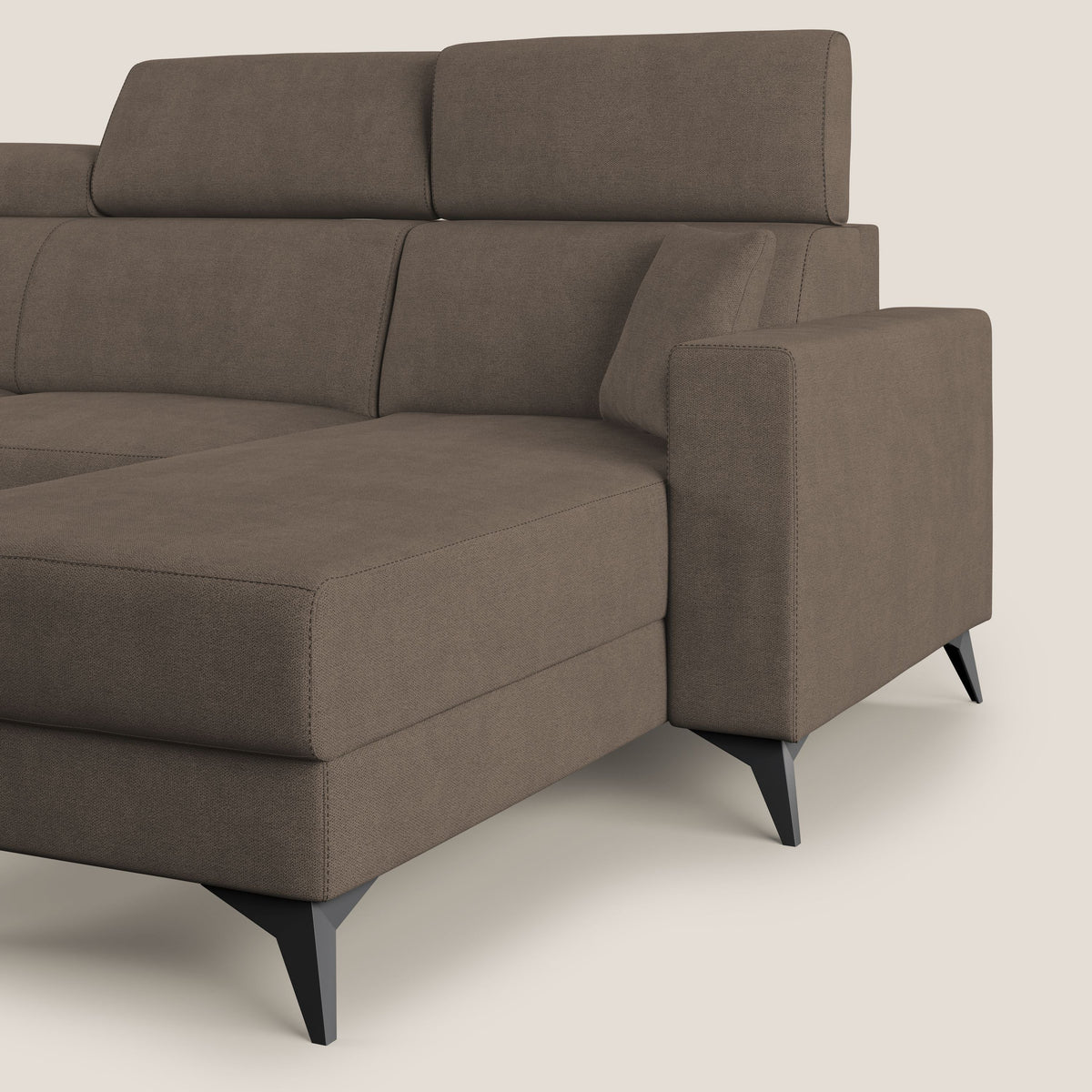 Pegaso divano letto angolare con poggiatesta reclinabili e rivestimento impermeabile T02 marrone - divitt.sbs