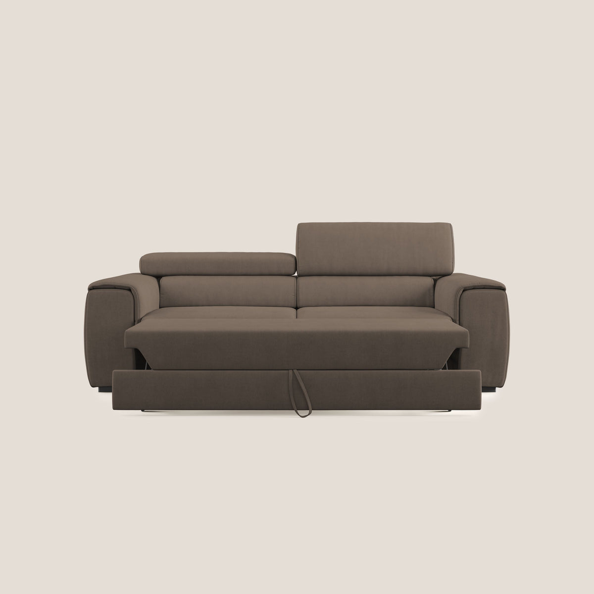 Zeno Divano con pouf estraibile poggiapiedi in tessuto morbido impermeabile T02 marrone - divitt.sbs