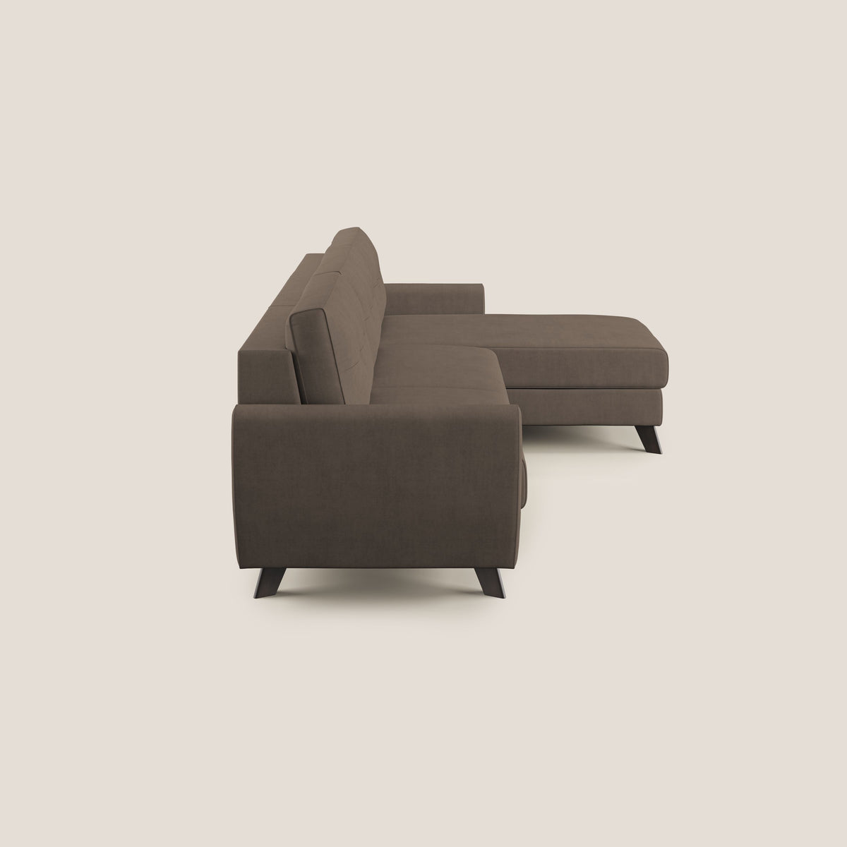 Callisto Divano letto angolare con penisola in tessuto morbido impermeabile T02 marrone - divitt.sbs