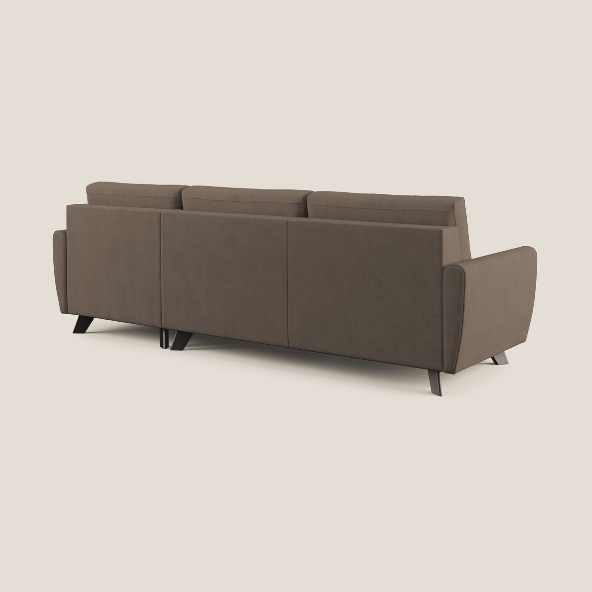 Callisto Divano letto angolare con penisola in tessuto morbido impermeabile T02 marrone - divitt.sbs