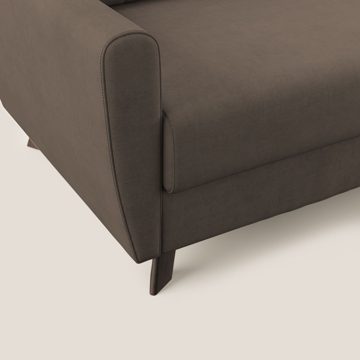 Callisto Divano letto angolare con penisola in tessuto morbido impermeabile T02 marrone - divitt.sbs