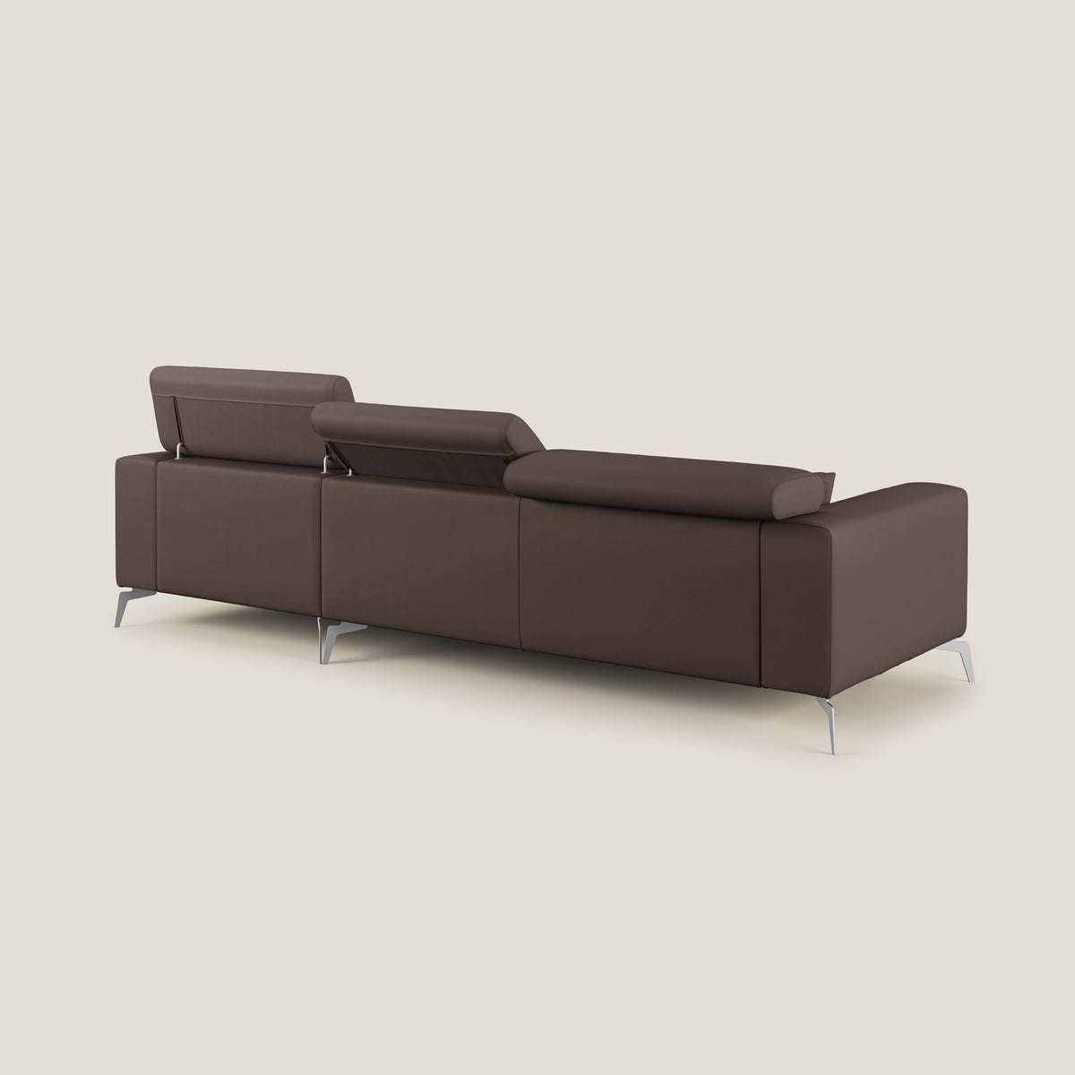 Blade Divano moderno angolare con poggiatesta reclinabili in Ecopelle T04 marrone - divitt.sbs