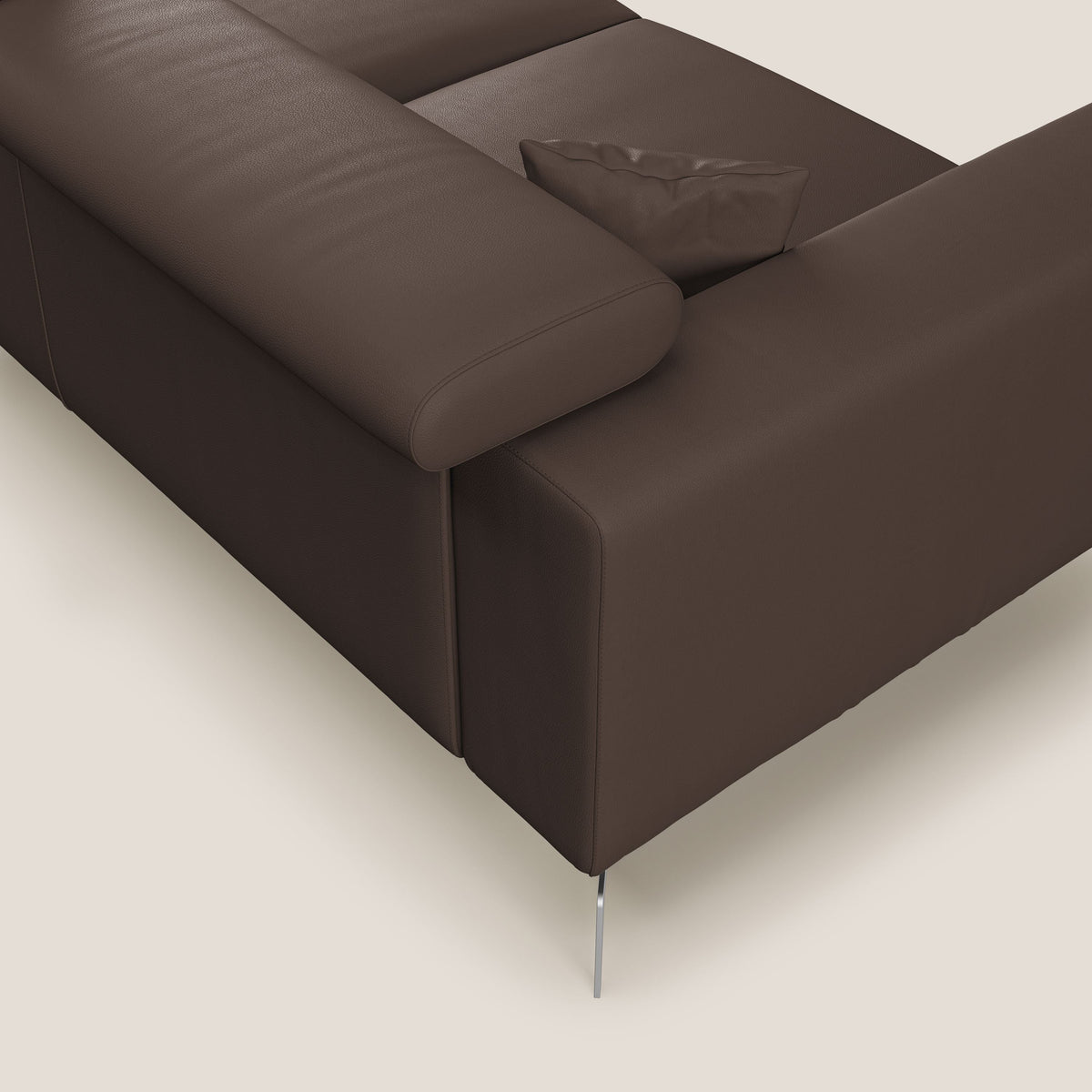 Blade Divano moderno angolare con poggiatesta reclinabili in Ecopelle T04 marrone - divitt.sbs