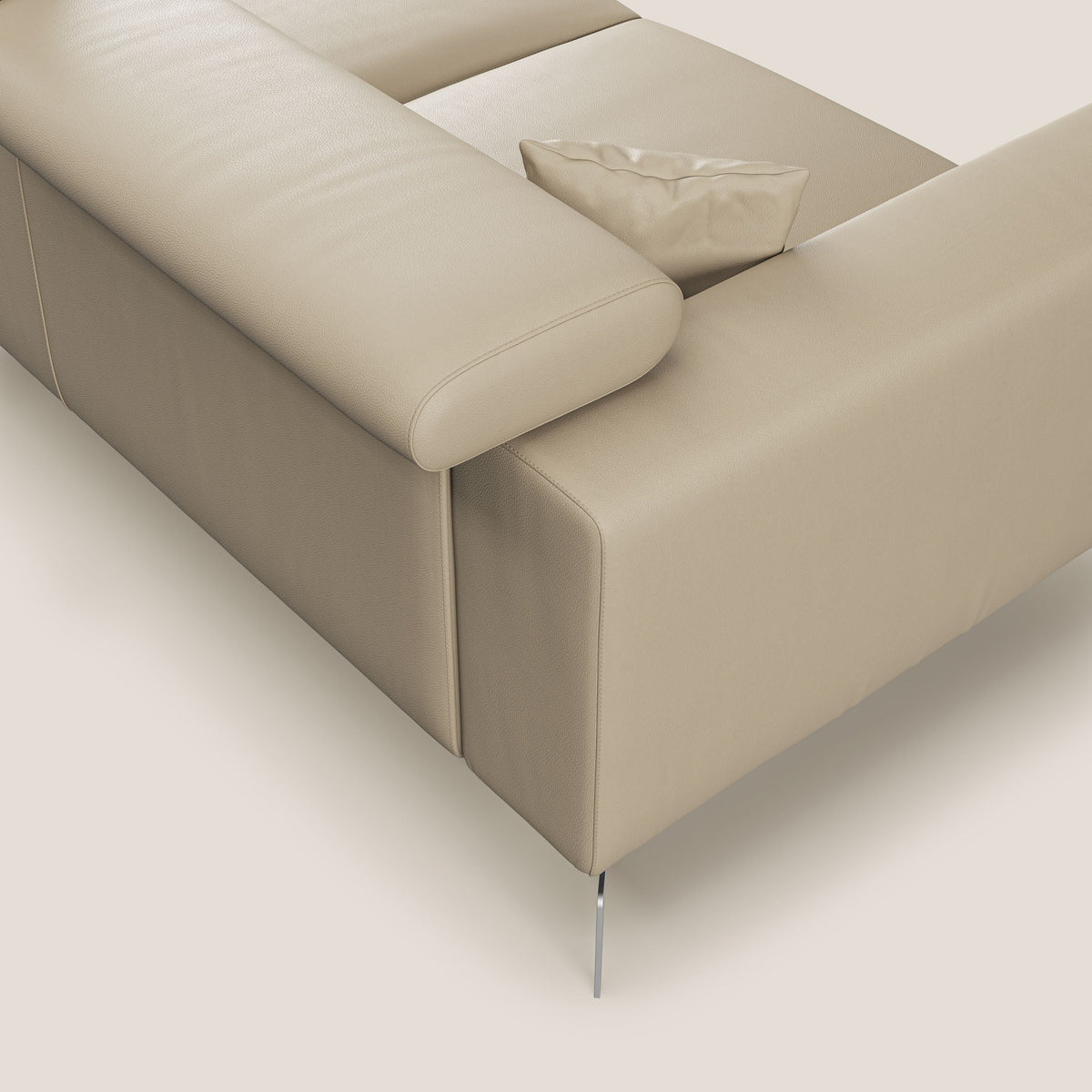 Blade Divano moderno angolare con poggiatesta reclinabili in Ecopelle T04 panna - divitt.sbs