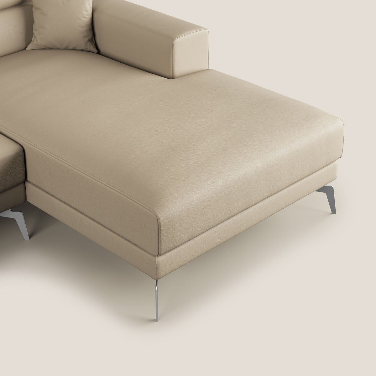 Blade Divano moderno angolare con poggiatesta reclinabili in Ecopelle T04 panna - divitt.sbs