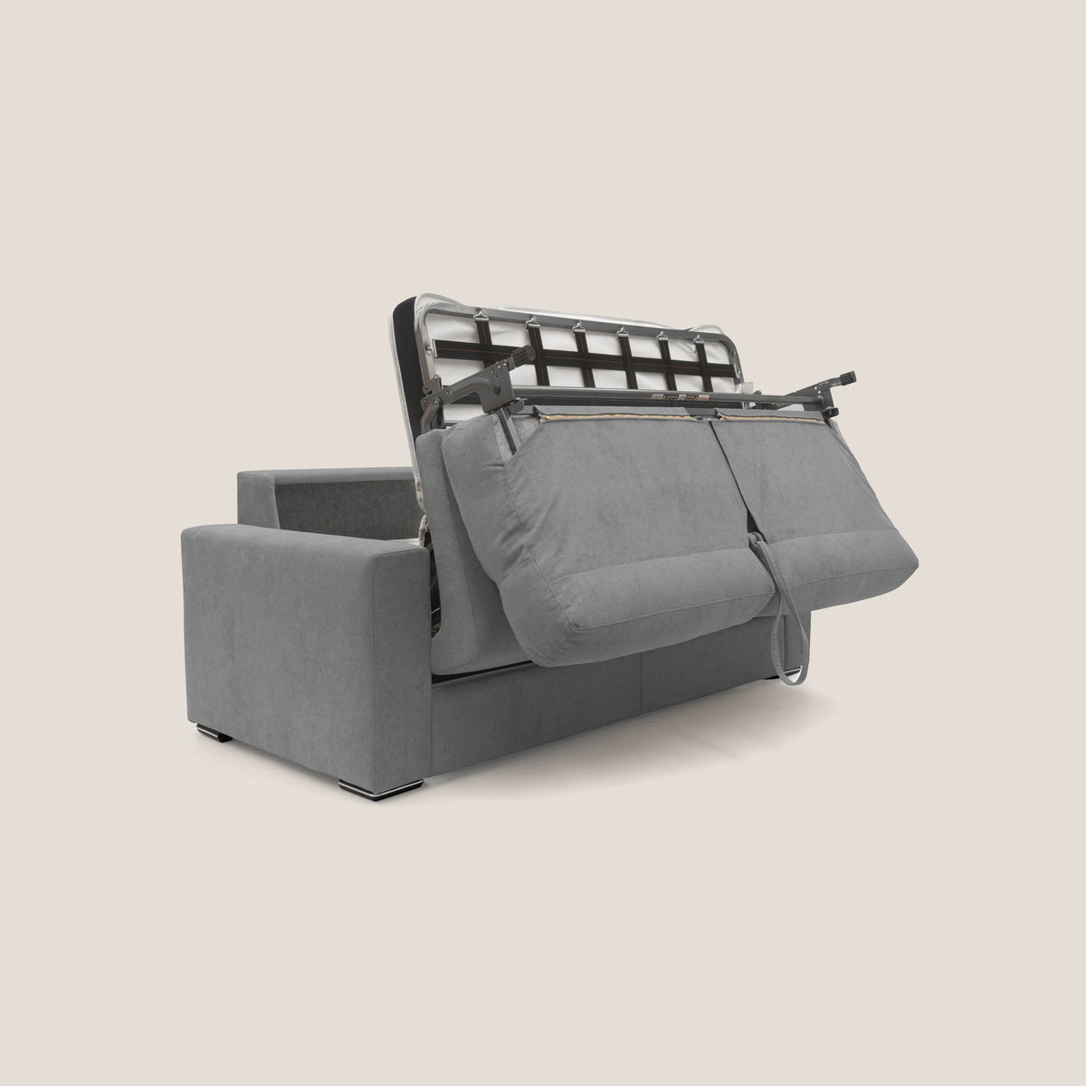 Nikita Divano letto matrimoniale con schienale morbido alto e rivestimento T02 grigio - divitt.sbs