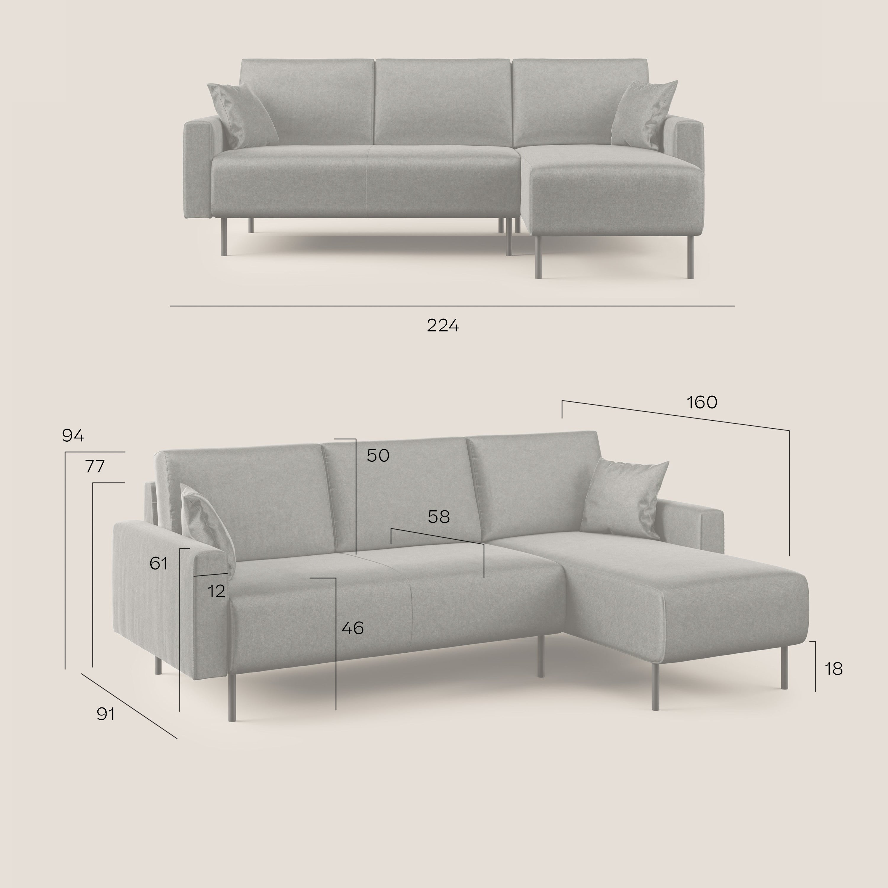 Arthur divano moderno angolare in velluto morbido impermeabile T01 oro - divitt.sbs
