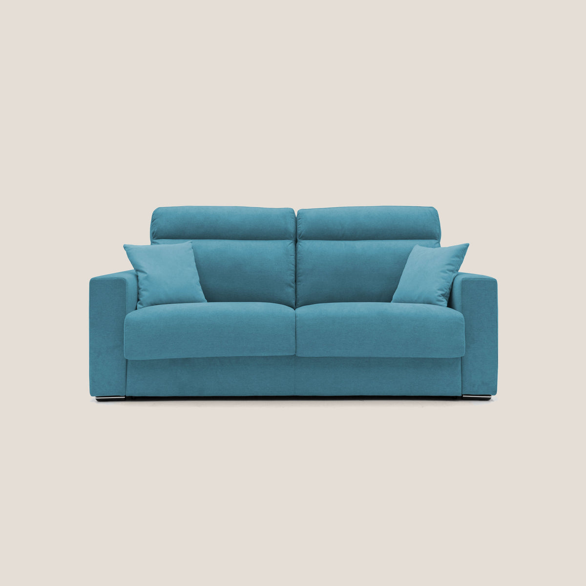 Nikita Divano letto matrimoniale con schienale morbido alto e rivestimento T02 azzurro - divitt.sbs
