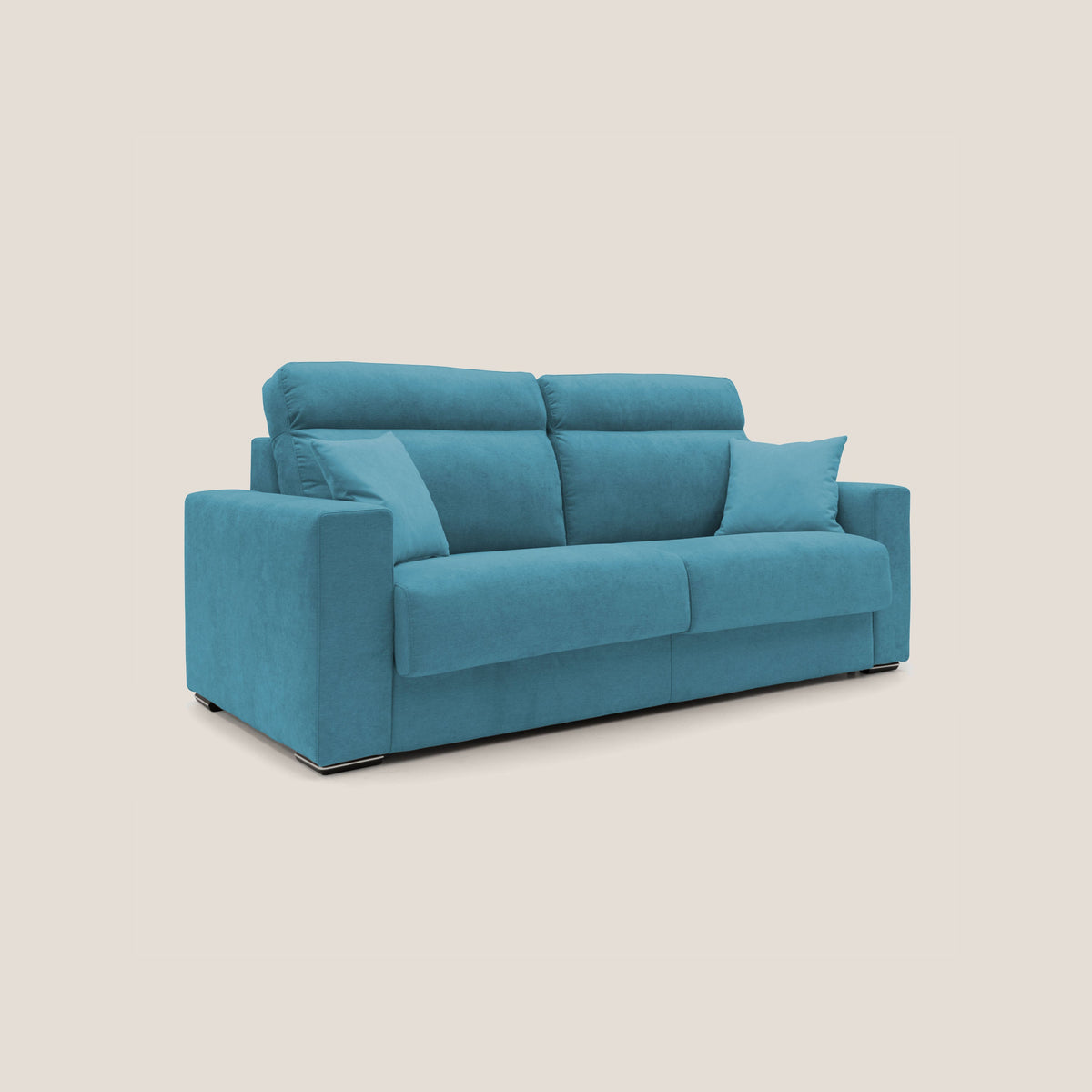 Nikita Divano letto matrimoniale con schienale morbido alto e rivestimento T02 azzurro - divitt.sbs