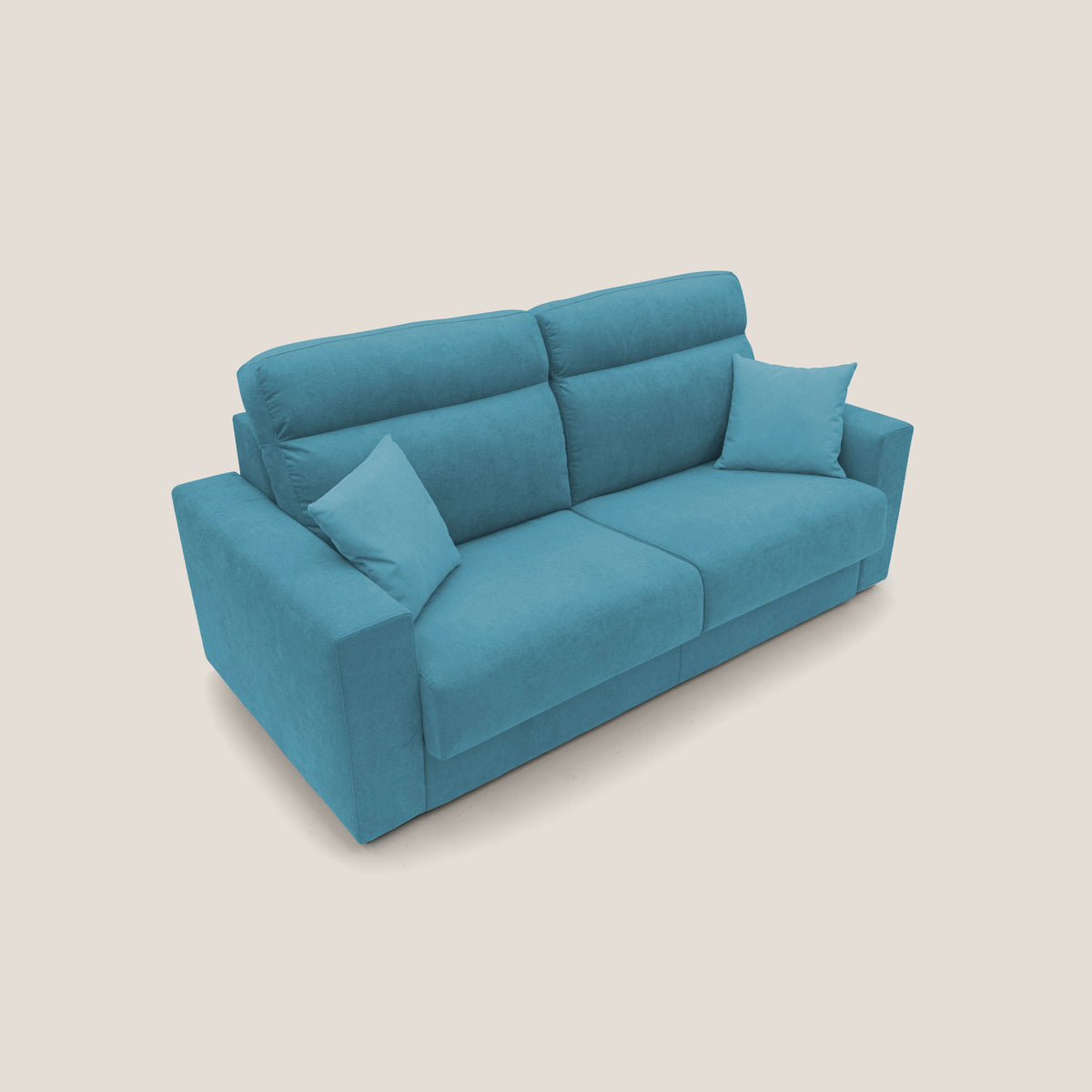 Nikita Divano letto matrimoniale con schienale morbido alto e rivestimento T02 azzurro - divitt.sbs