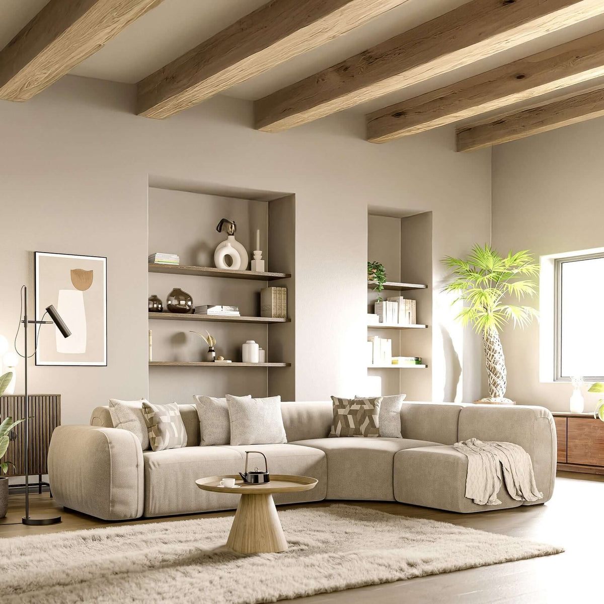 BonBon divano angolare componibile e modulare - tessuto smacchiabile T23 beige - divitt.sbs