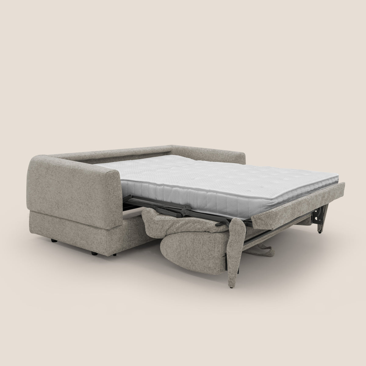 Happy Divano letto matrimoniale con materasso h18 cm in tessuto impermeabile T10 tortora - divitt.sbs