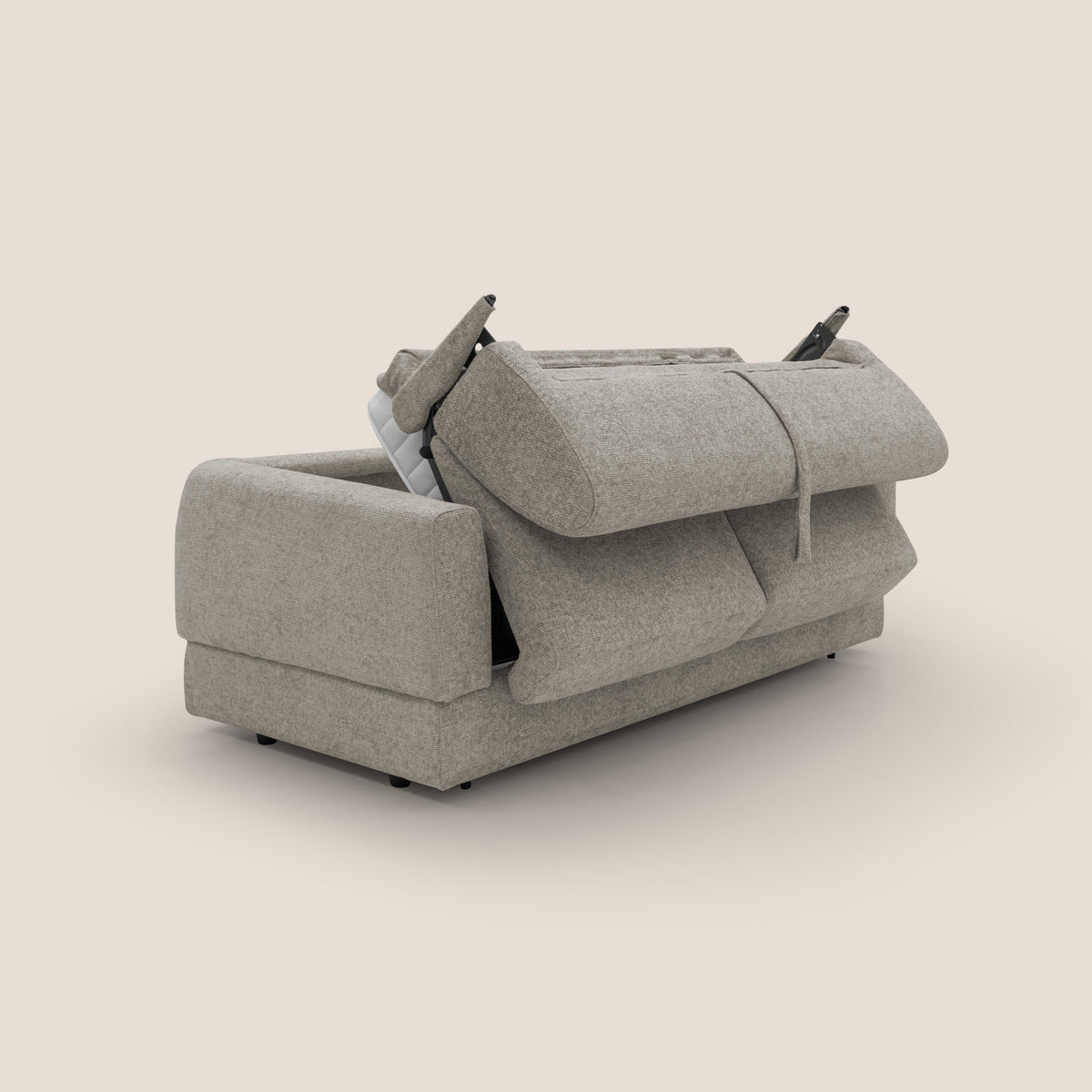 Happy Divano letto matrimoniale con materasso h18 cm in tessuto impermeabile T10 tortora - divitt.sbs