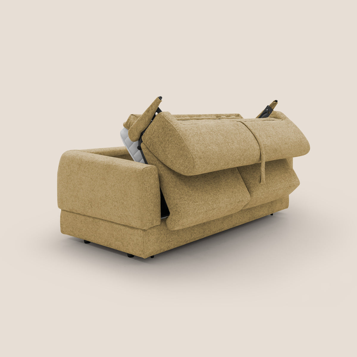 Happy Divano letto matrimoniale con materasso h18 cm in tessuto impermeabile T10 giallo - divitt.sbs