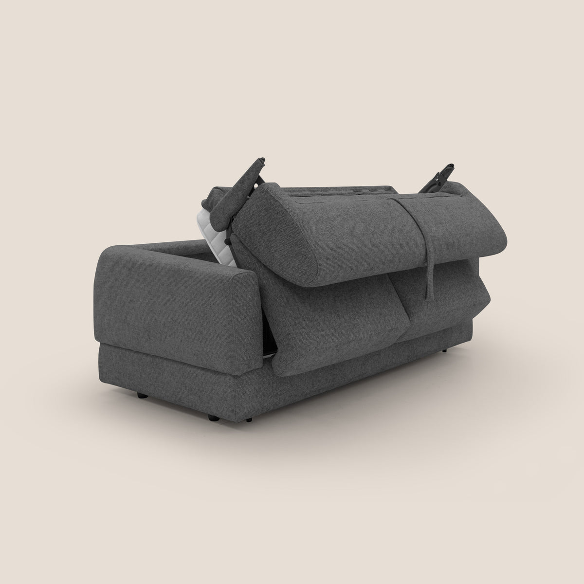Happy Divano letto matrimoniale con materasso h18 cm in tessuto impermeabile T10 antracite - divitt.sbs