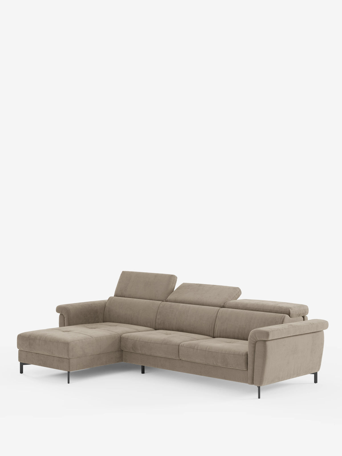 Capri sofá cama esquinero con chaise longue con canapé y reposacabezas reclinables -en tejido antimanchas elegante T30