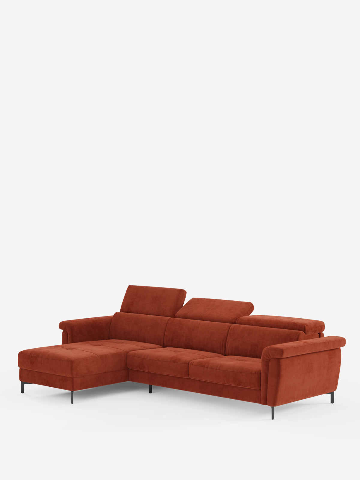Capri sofá cama esquinero con chaise longue con canapé y reposacabezas reclinables -en tejido antimanchas elegante T30