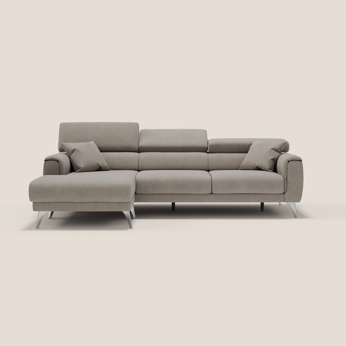 Caravaggio Divano angolare con sedute scorrevoli in tessuto morbido impermeabile T02 beige - divitt.sbs