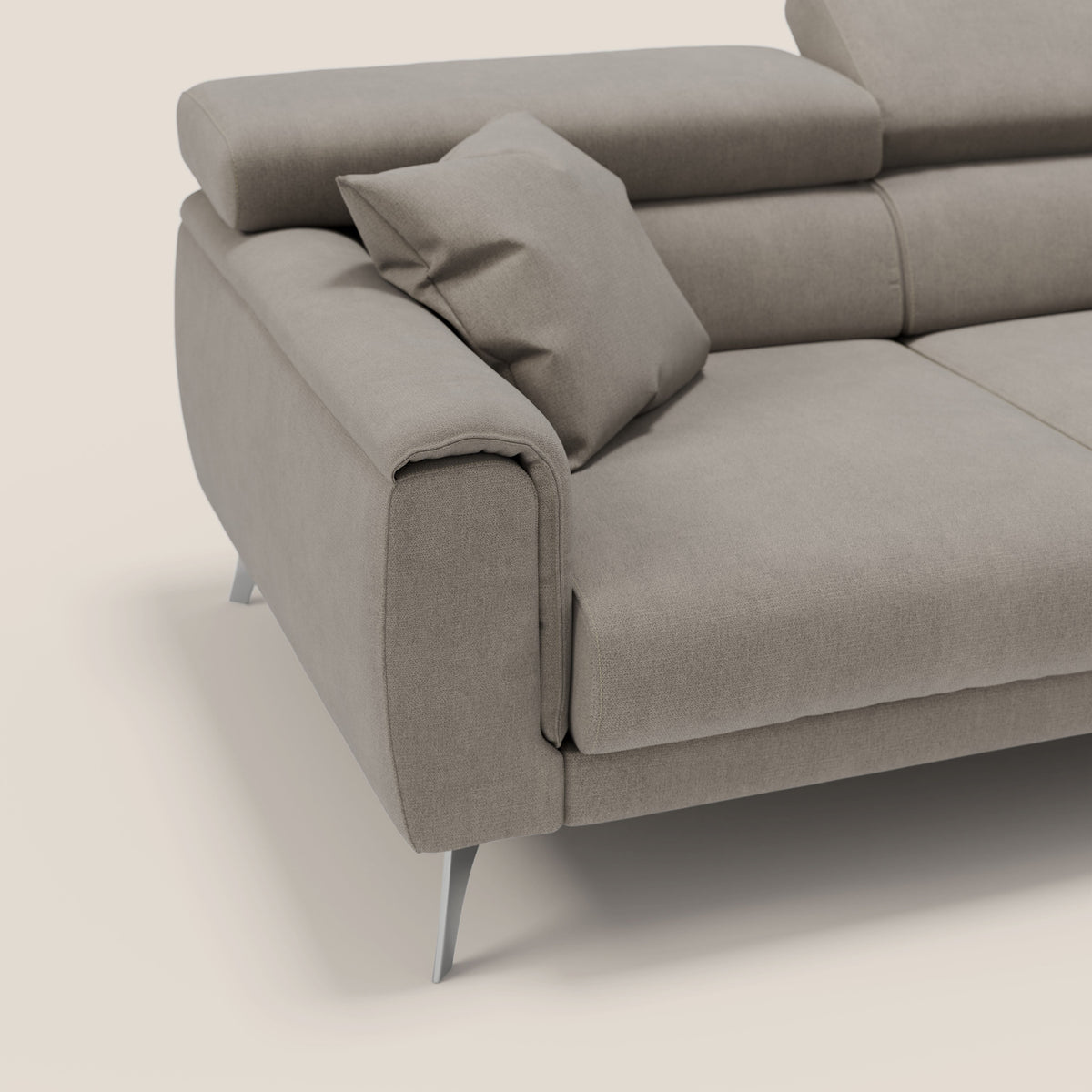 Caravaggio Divano angolare con sedute scorrevoli in tessuto morbido impermeabile T02 beige - divitt.sbs
