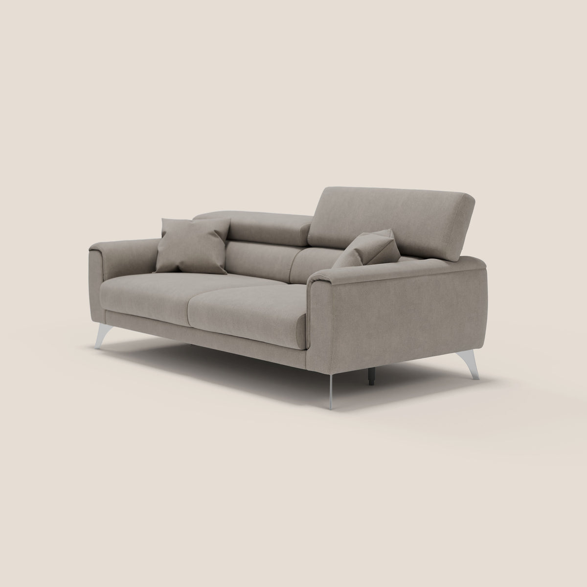 Caravaggio divano con sedute allungabili e poggiatesta reclinabili in tessuto impermeabile T02 beige - divitt.sbs