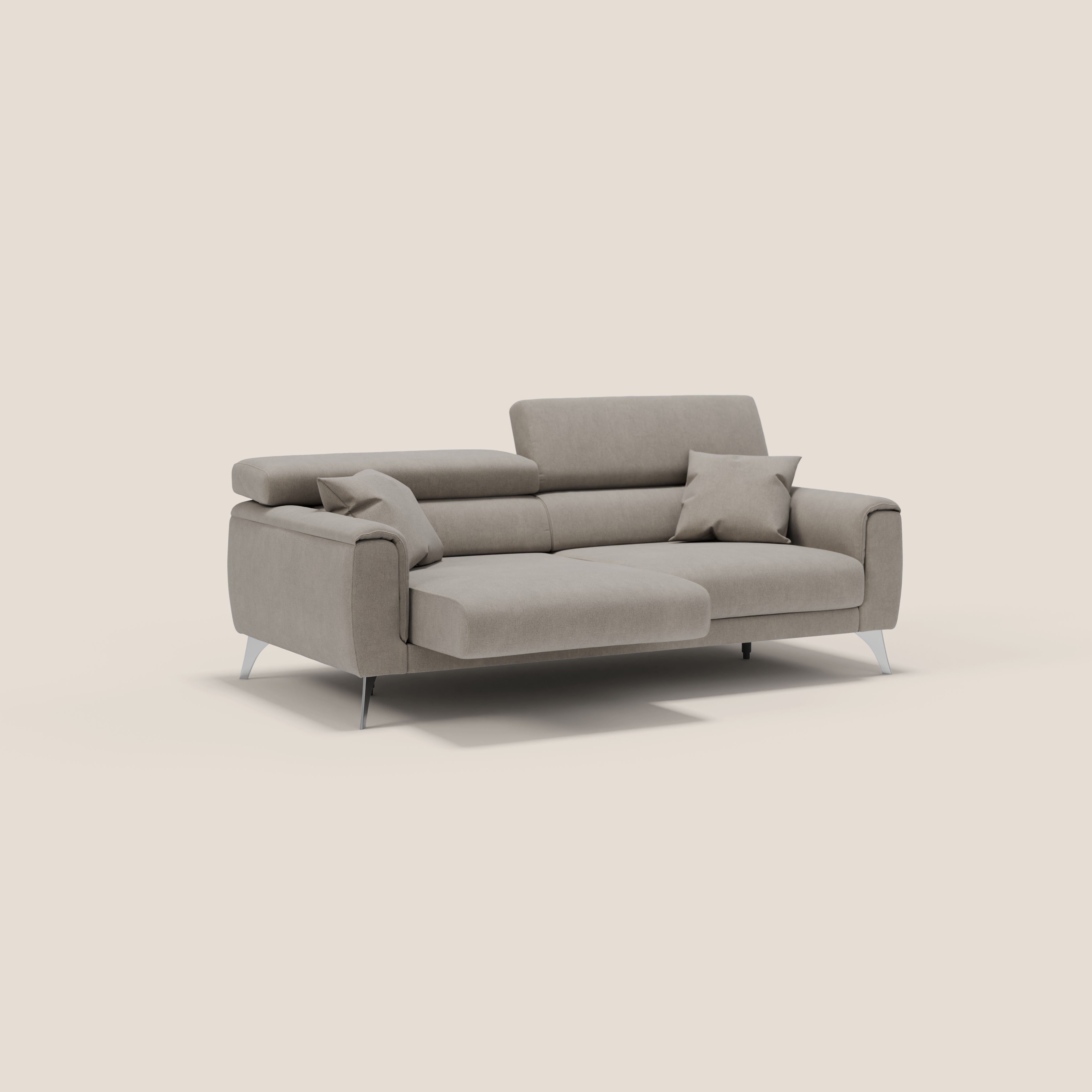 Caravaggio divano con sedute allungabili e poggiatesta reclinabili in tessuto impermeabile T02 beige - divitt.sbs