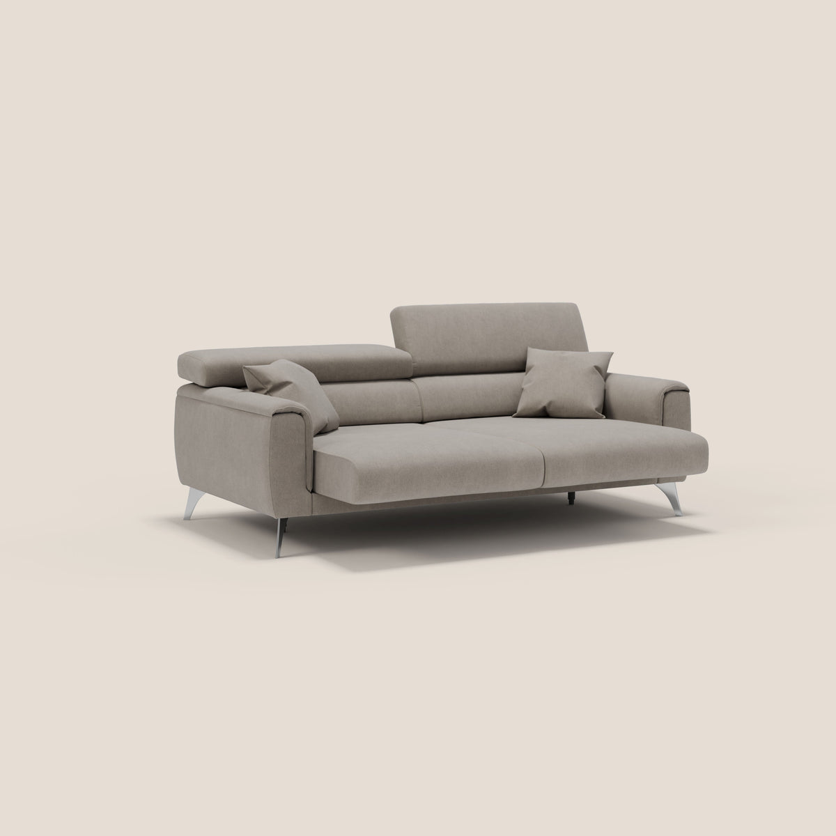 Caravaggio divano con sedute allungabili e poggiatesta reclinabili in tessuto impermeabile T02 beige - divitt.sbs