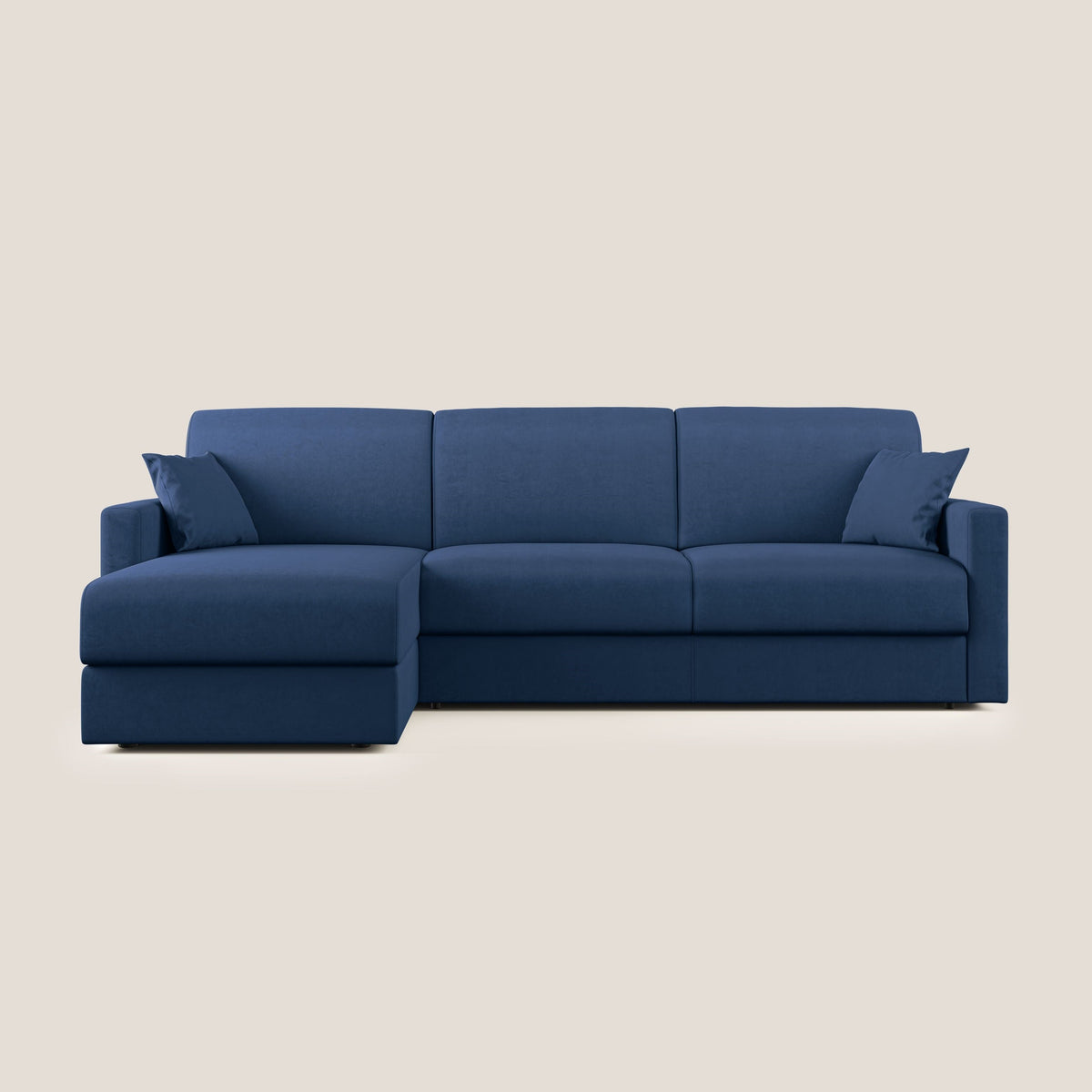 Chris Divano letto angolare con penisola in microfibra smacchiabile T11 blu - divitt.sbs