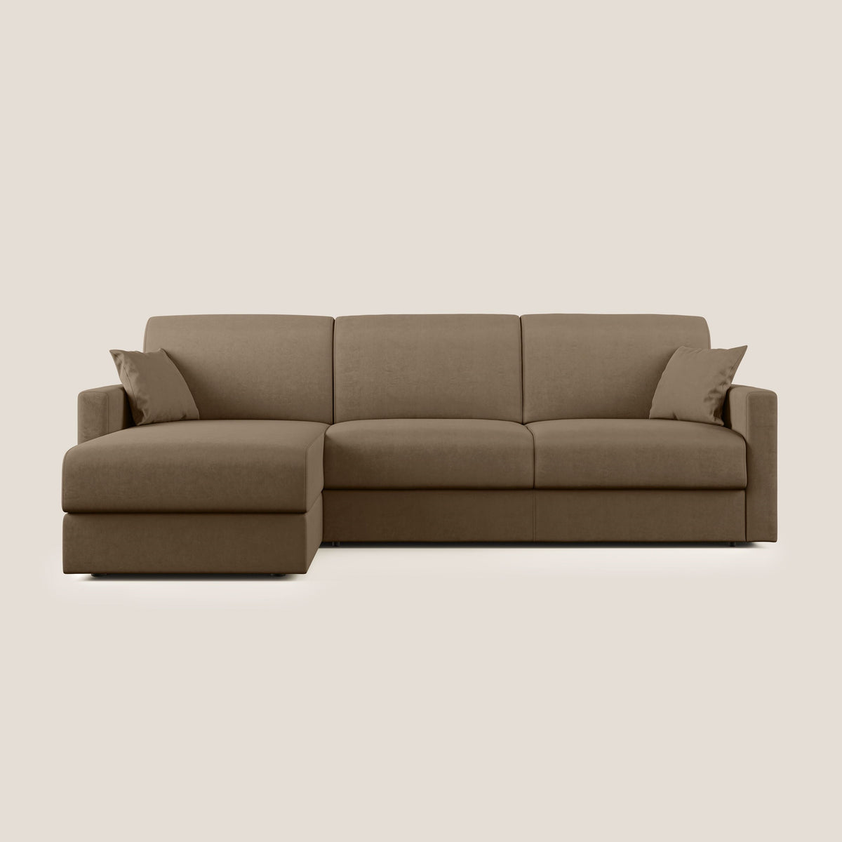 Chris Divano letto angolare con penisola in microfibra smacchiabile T11 marrone - divitt.sbs
