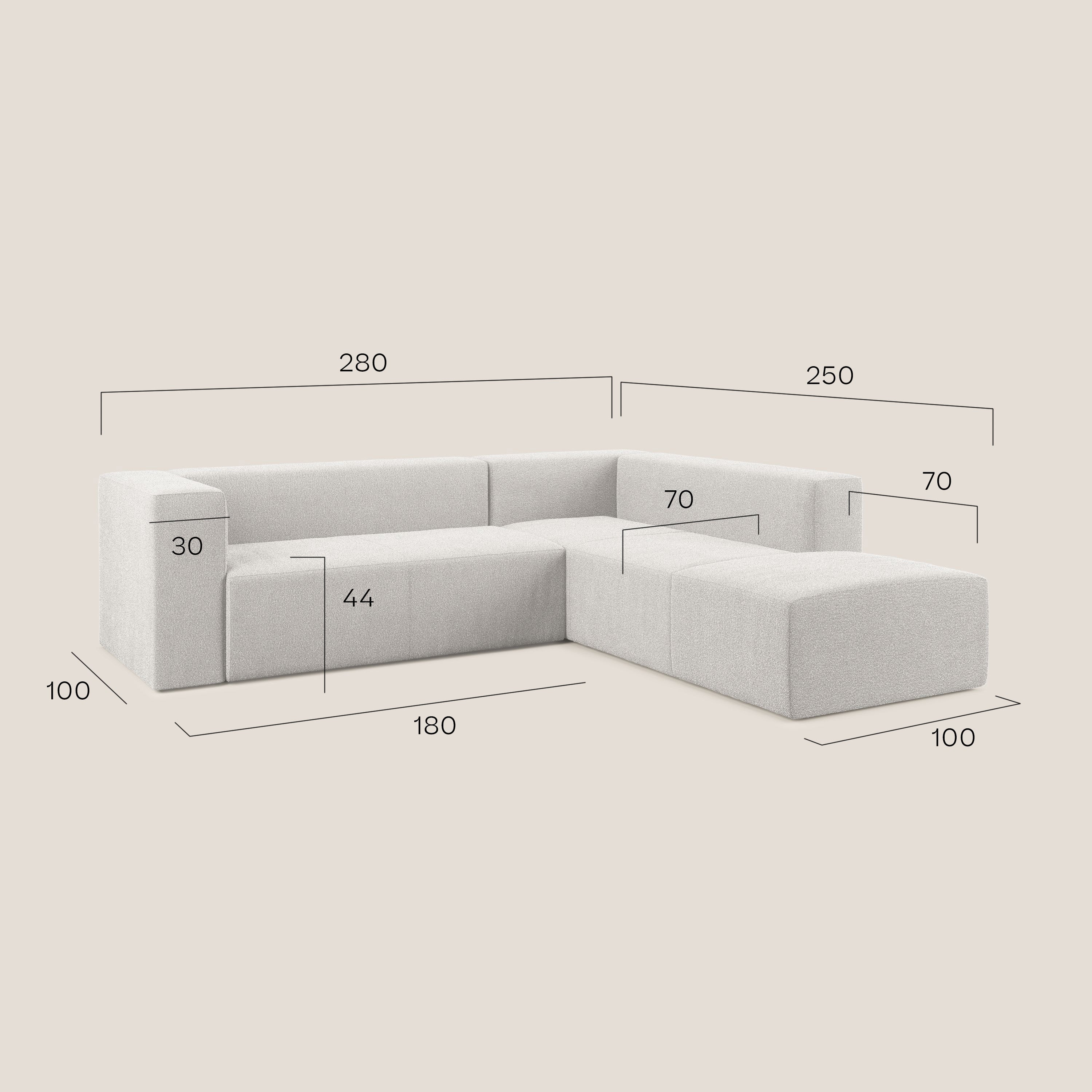 Nettuno divano angolare modulare componibile in morbido tessuto bouclè T07 beige - divitt.sbs