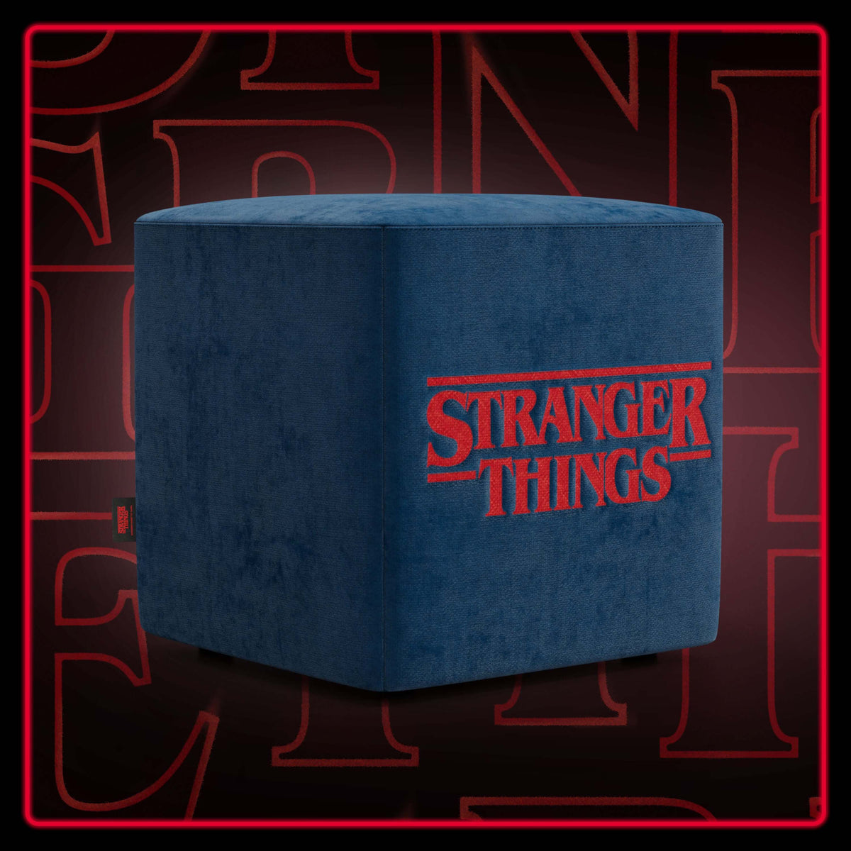 Cube pouf Stranger Things Edition - Il design incontra la leggenda in tessuto smacchiabile blu - divitt.sbs