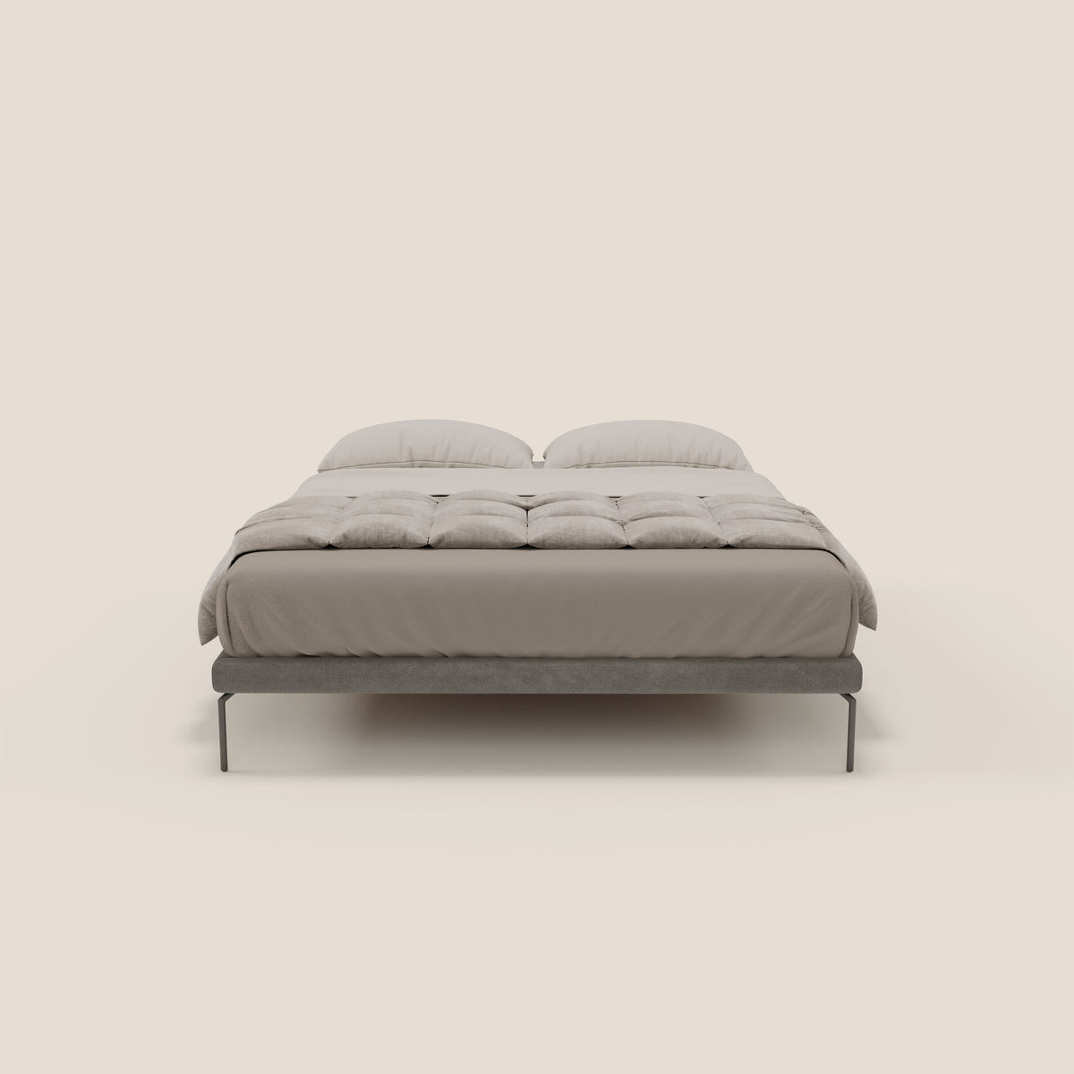Ring sommier sfoderabile con piedi alti 24 cm in tessuto impermeabile T14 grigio - divitt.sbs