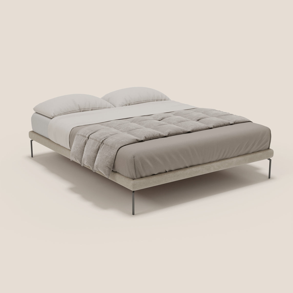 Ring sommier sfoderabile con piedi alti 24 cm in tessuto impermeabile T14 tortora - divitt.sbs